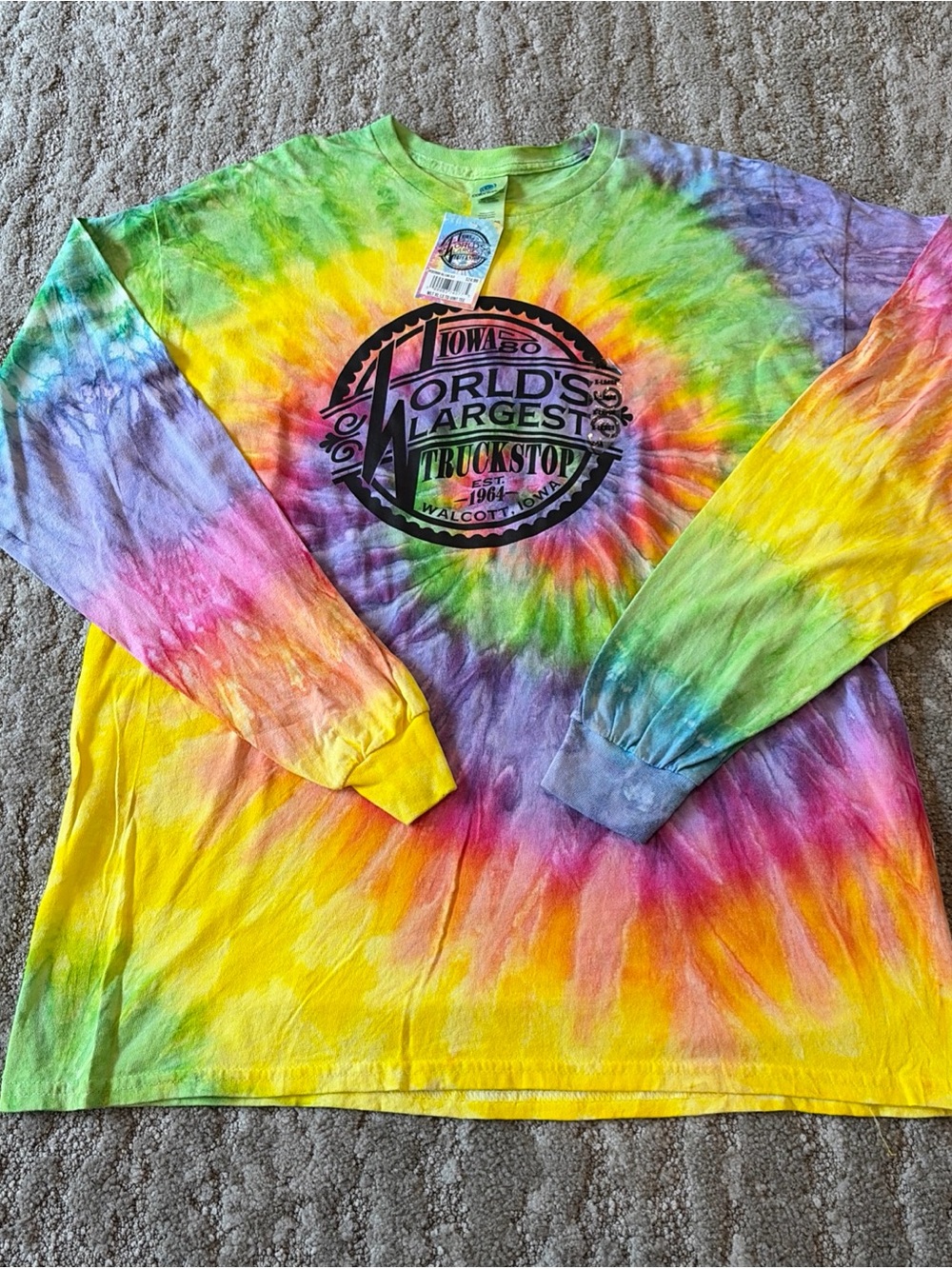 Iowa 80 Truck Stop T Shirt Mens Size 2XL Tie Die Walcott Travel Destination Tee